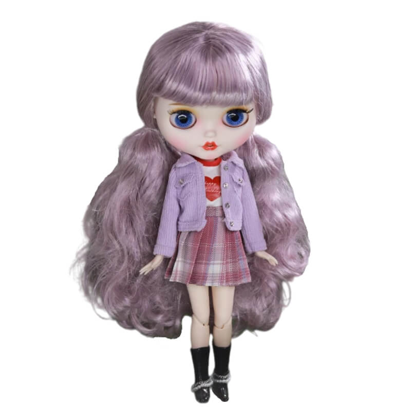 Kristen – Premium Custom Neo Blythe Doll with Purple Hair, White Skin & Matte Smiling Face Matte face Purple hair Smiling face White skin