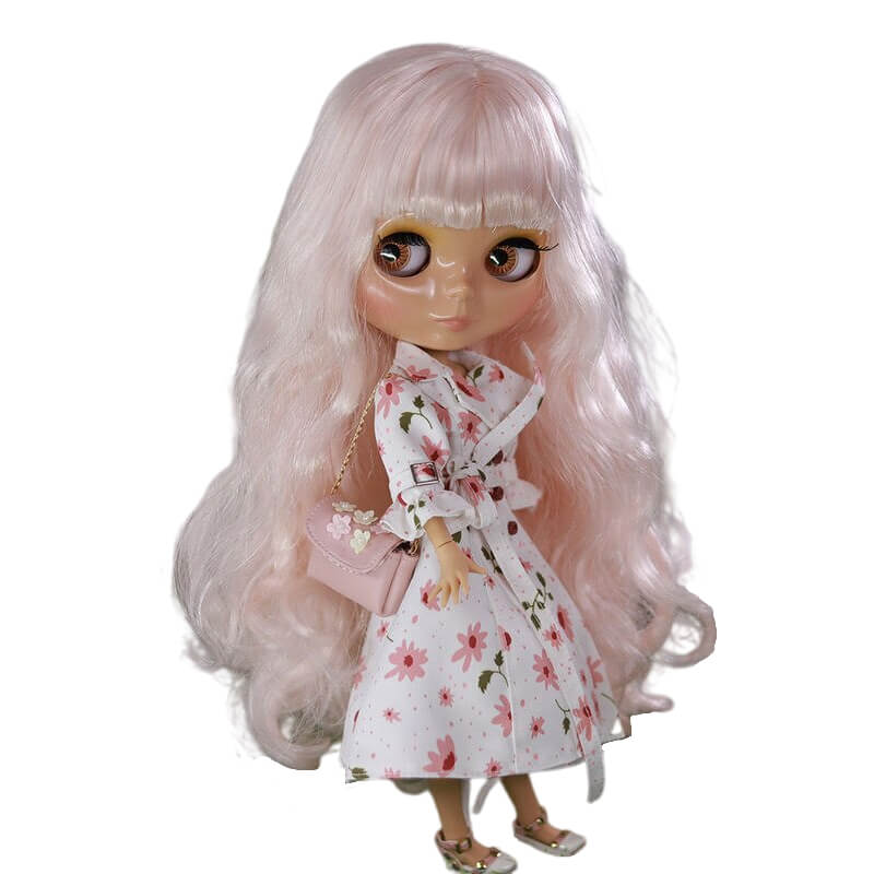 Melina – Premium Custom Neo Blythe Doll with Pink Hair, Tan Skin & Shiny Cute Face Cute face Pink hair Shiny face Tan skin
