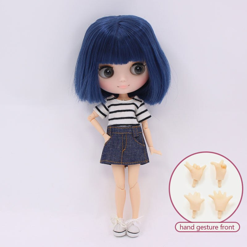 Middie Blythe Doll with Blue Hair, Tilting-Head & Custom Jointed Body Middie Blythe dolls