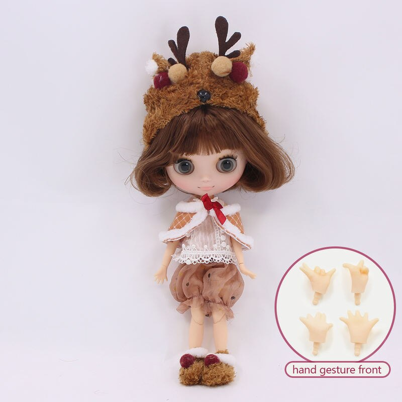 Middie Blythe Doll with Brown Hair, Tilting-Head & Custom Jointed Body Middie Blythe dolls