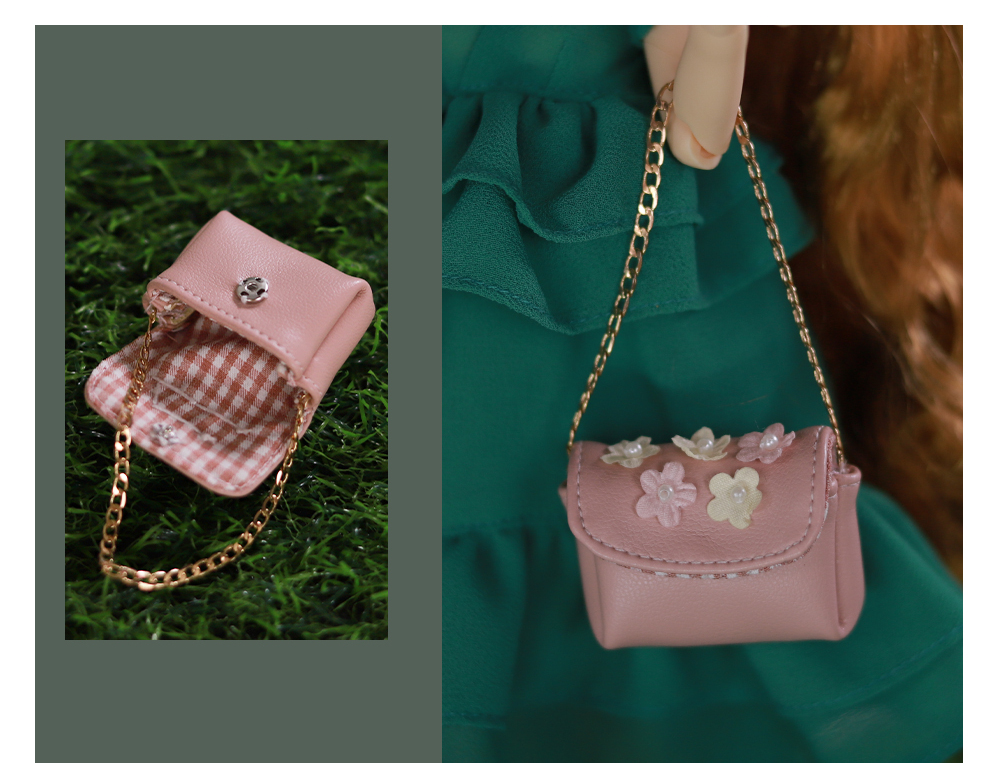 Neo Blythe Ружовая скураная сумка Doll з кветкамі 2