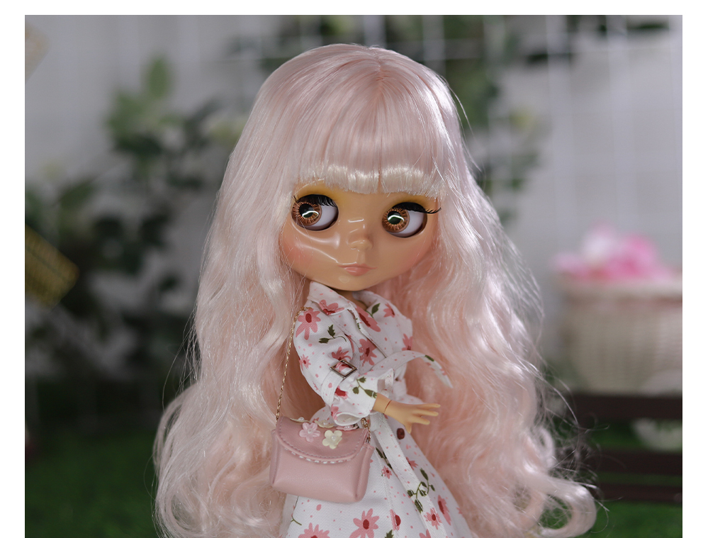 Neo Blythe Bolso de cuero floral rosa muñeca 3