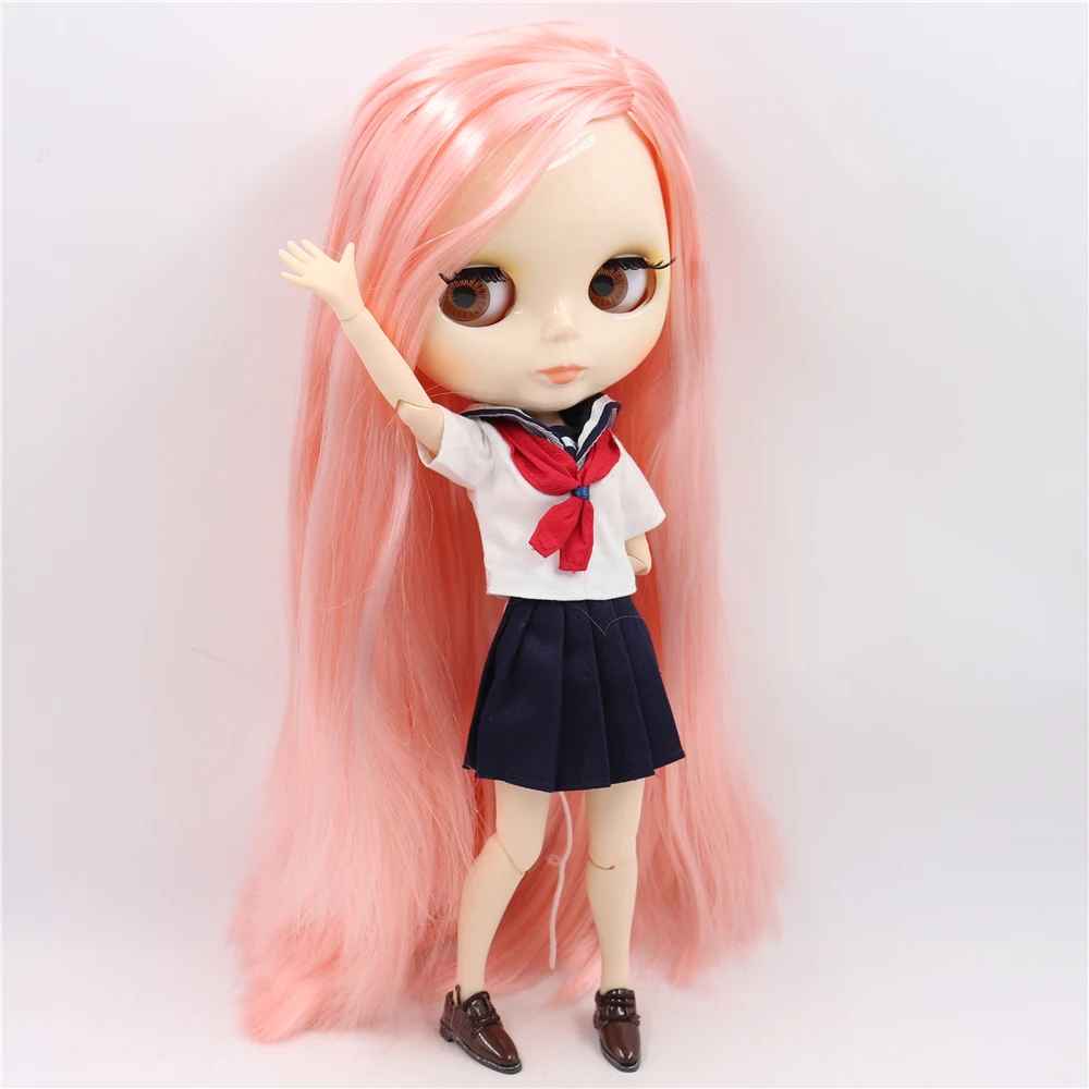 Neo Blythe Doll with Pink Hair, White Skin, Shiny Cute Face & Custom Jointed Body Cute face factory Blythe doll Pink hair factory Blythe doll Shiny face factory Blythe doll White skin factory Blythe doll