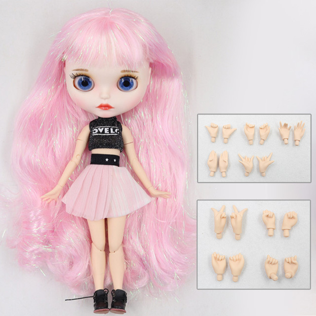 Rosie – Premium Custom Neo Blythe Păpușă cu păr roz, piele albă și față drăguță mată 1