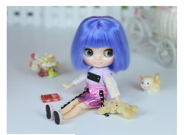 कैमिला - Custom Middie Blythe नीले बालों वाली गुड़िया 1