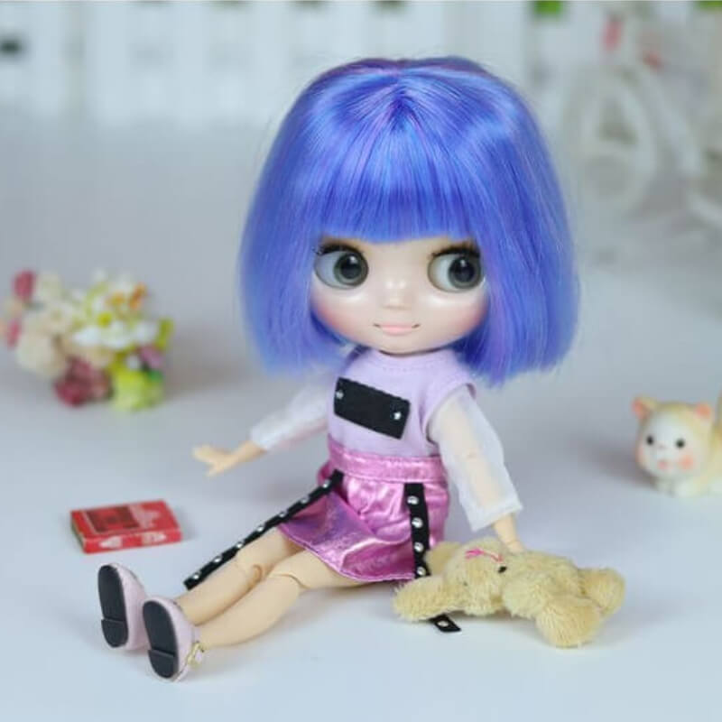 Camila - Custom Middie Blythe Doll with Blue Hair Custom Middie Blythe Doll