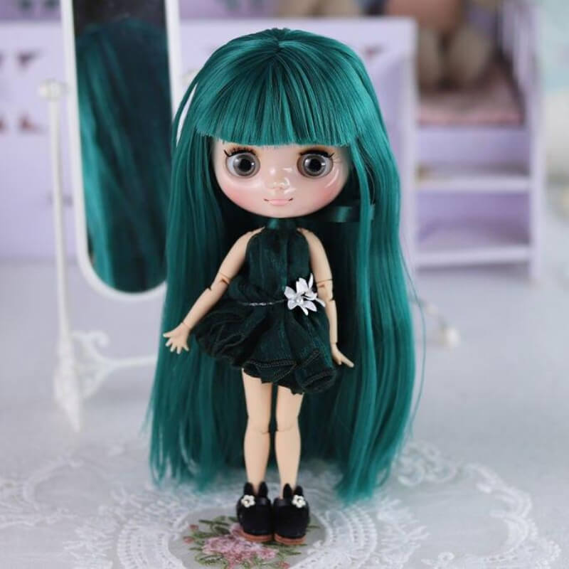 Eleanor - Custom Middie Blythe Doll with Green Hair Custom Middie Blythe Doll