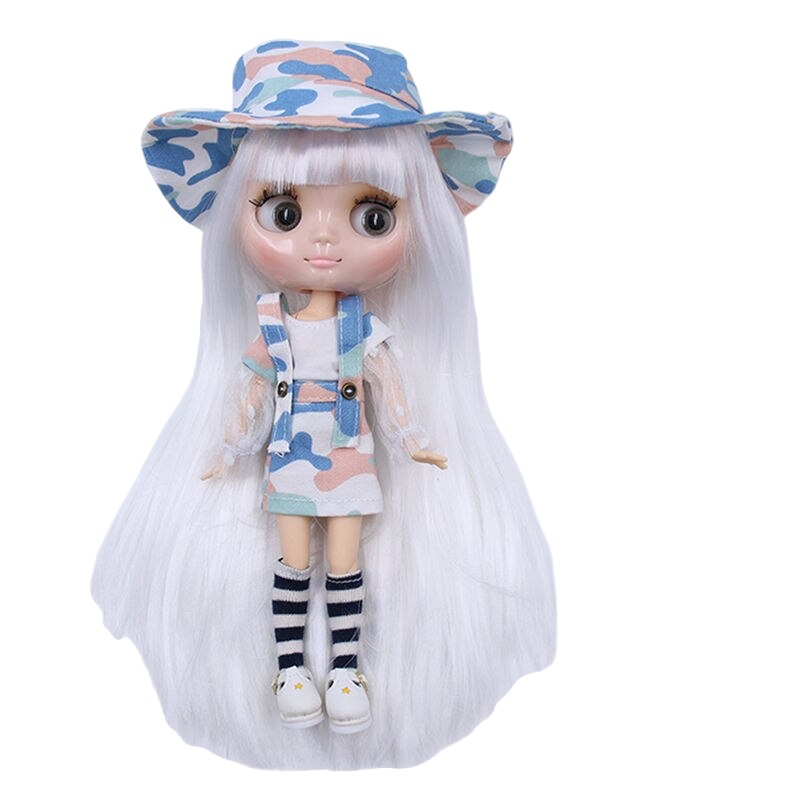 Emily - Custom Middie Blythe Doll with Silver Hair Custom Middie Blythe Doll