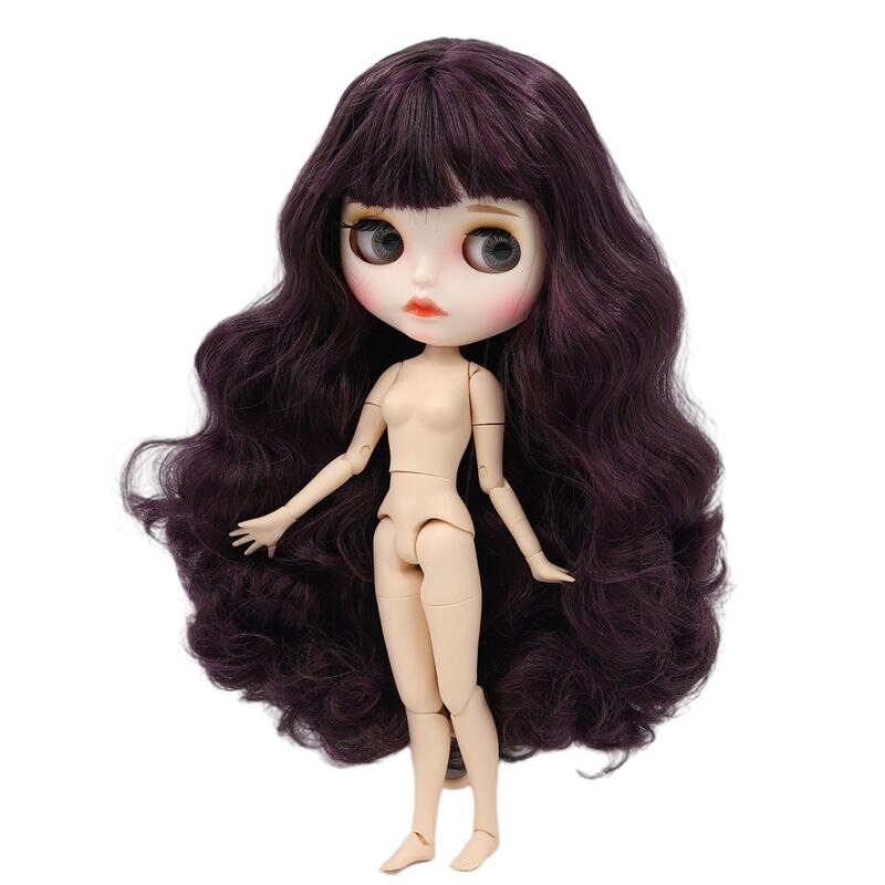 Neo Blythe Doll with Purple Hair, White Skin, Matte Pouty Face & Custom Jointed Body Matte face Pouty face Purple hair White skin