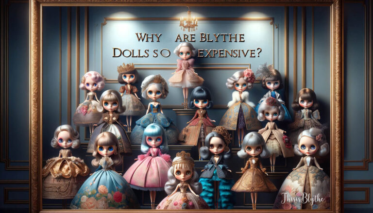 A sophisticated and artistic image reflecting the theme 'Why are Blythe Dolls so Expensive_' for the company 'This Is Blythe'.