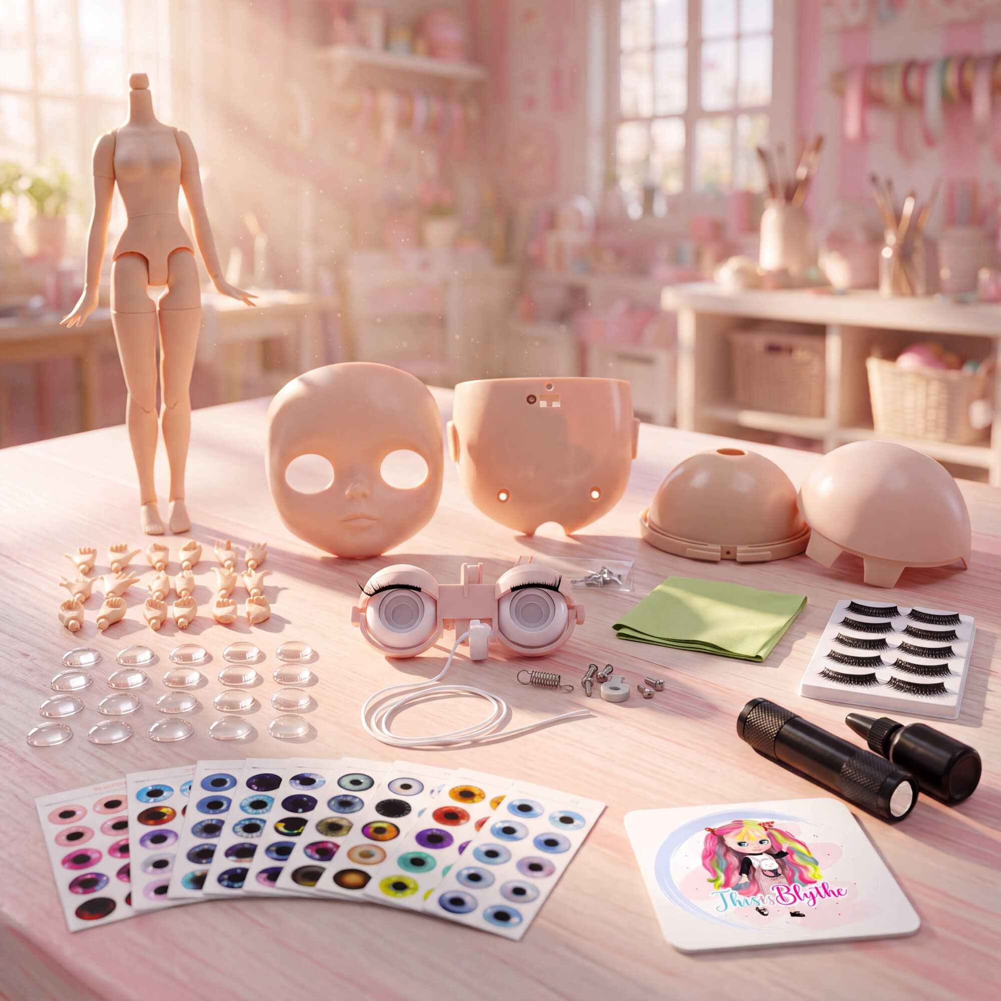 Custom Blythe Doll Making DIY Kit with doll, parts and tools
