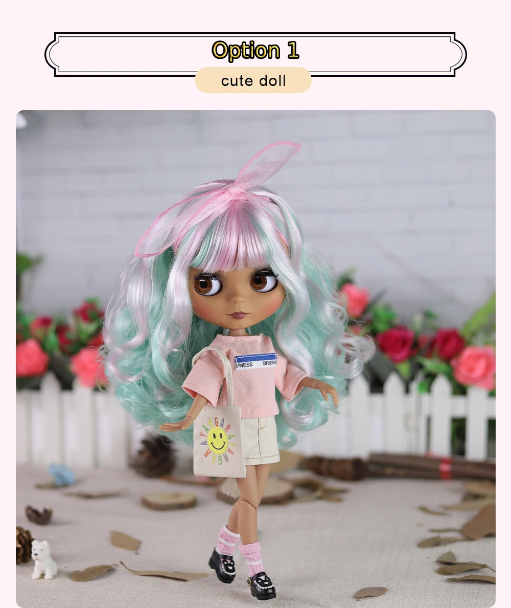 Felicity – Premium Custom Neo Blythe Doll with Multi-Color Hair, Dark Skin & Matte Cute Face2 Felicity – Premium Custom Neo Blythe Doll with Multi-Color Hair, Dark Skin & Matte Cute Face 5