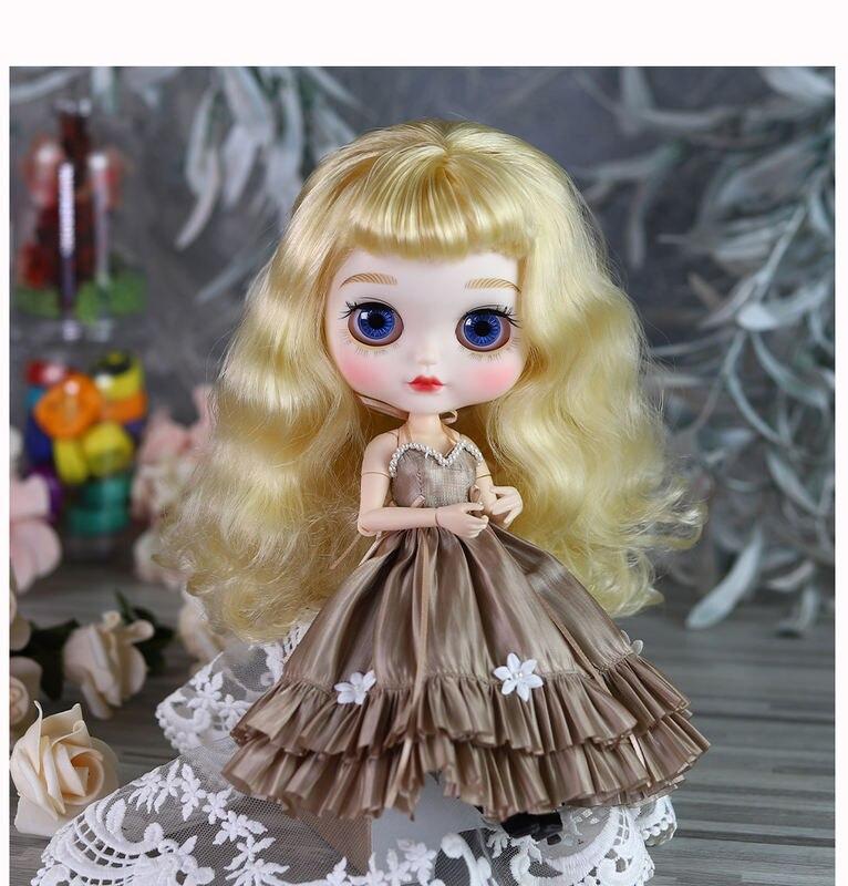 Greta - Premium Custom Neo Blythe Dukke med blond hår, hvid hud og mat sødt firkantet ansigt 2