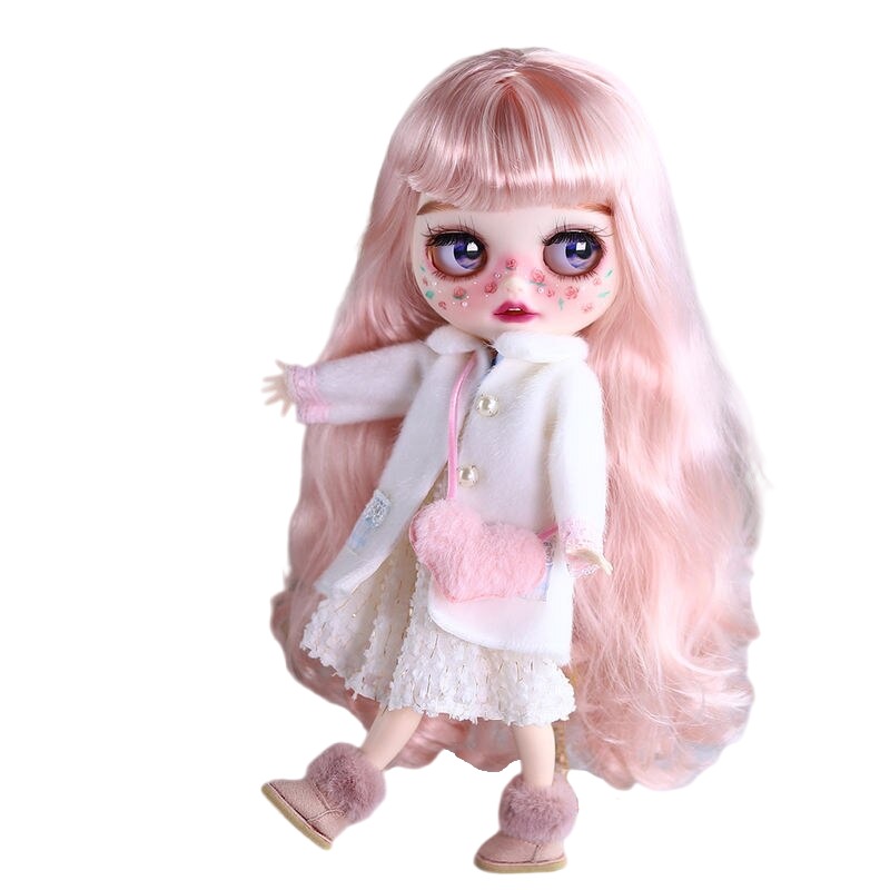 Clarabelle – Premium Custom Neo Blythe Doll with Pink Hair, White Skin & Matte Smiling Face Matte face Pink hair Smiling face White skin