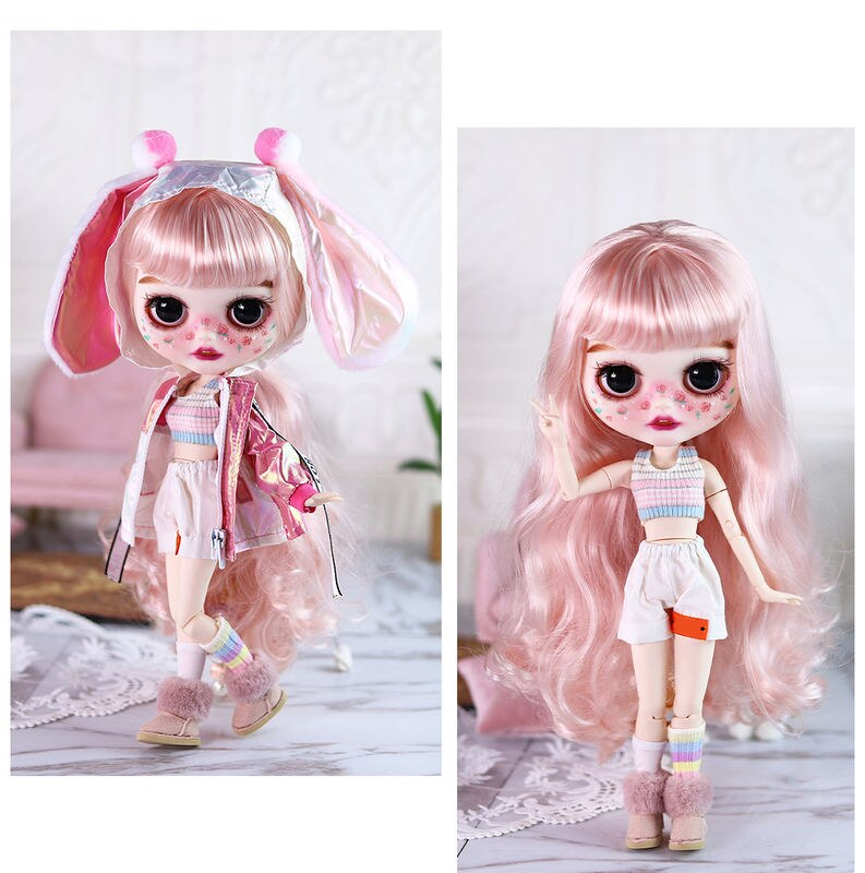 Clarabelle – Premium Custom Neo Blythe Doll with Pink Hair, White Skin & Matte Smiling Face 15
