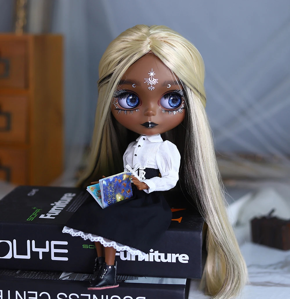 Eloise – Premium Custom Neo Blythe Doll with Multi-Color Hair, Black Skin & Matte Cute Face 1