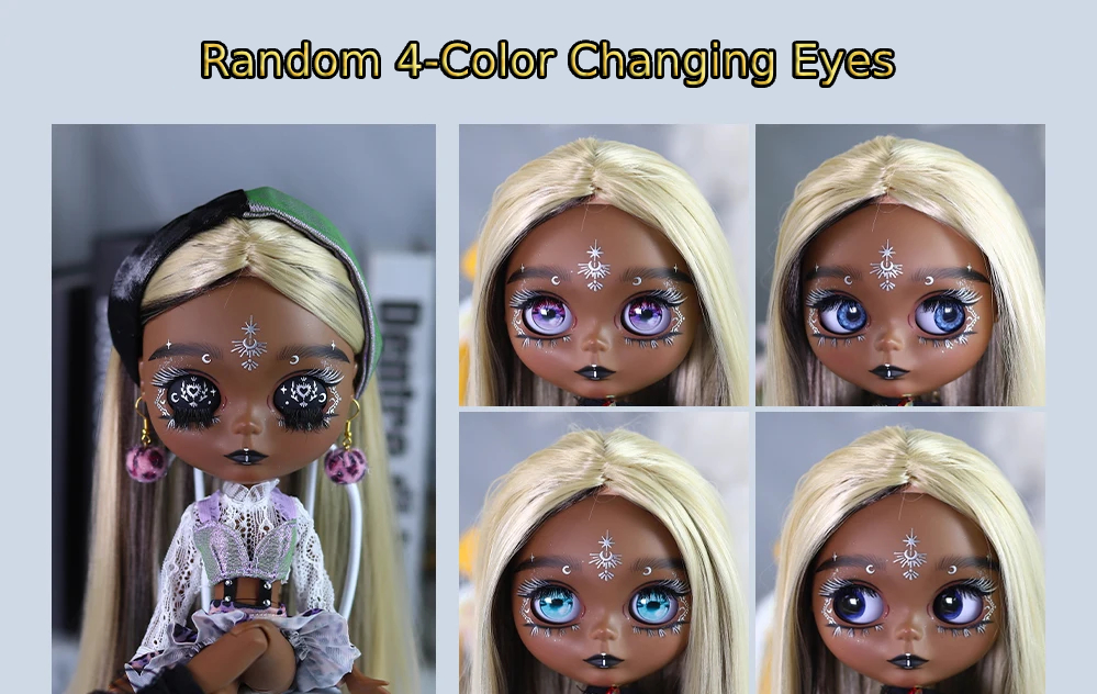 Eloise – Premium Custom Neo Blythe Doll with Multi-Color Hair, Black Skin & Matte Cute Face 2