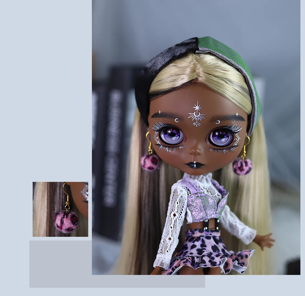 Eloise – Premium Custom Neo Blythe Doll with Multi-Color Hair, Black Skin & Matte Cute Face 18