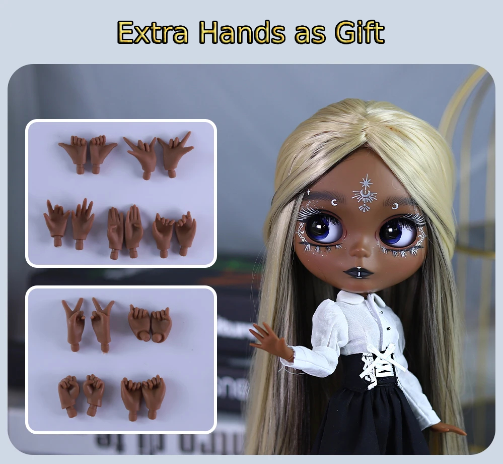Eloise – Premium Custom Neo Blythe Doll with Multi-Color Hair, Black Skin & Matte Cute Face 3