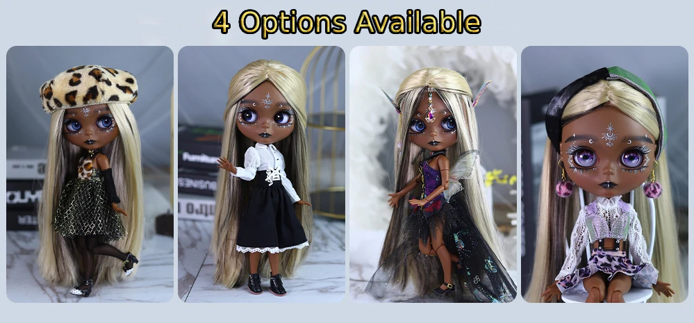 Eloise – Premium Custom Neo Blythe Doll with Multi-Color Hair, Black Skin & Matte Cute Face 5