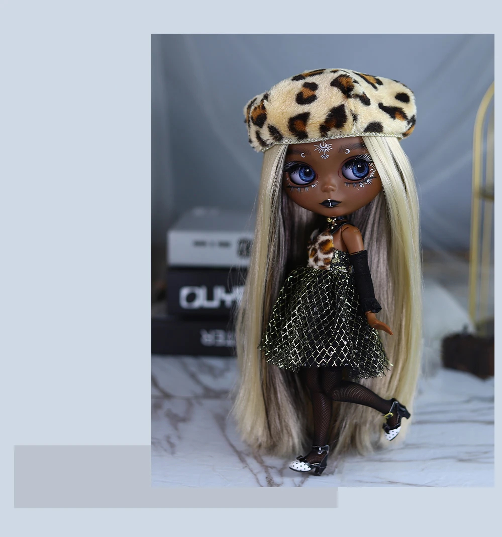 Eloise – Premium Custom Neo Blythe Doll with Multi-Color Hair, Black Skin & Matte Cute Face 7