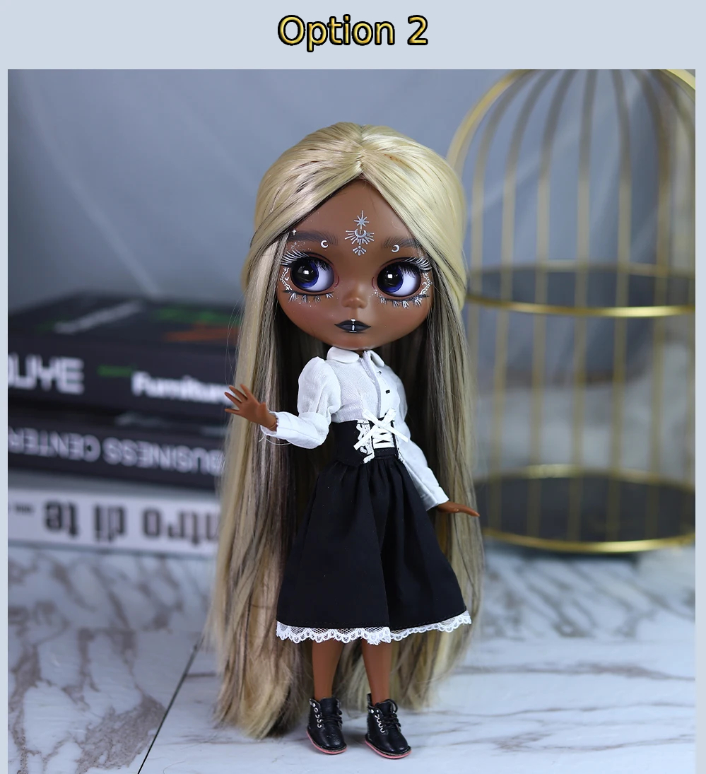 Eloise – Premium Custom Neo Blythe Doll with Multi-Color Hair, Black Skin & Matte Cute Face 9