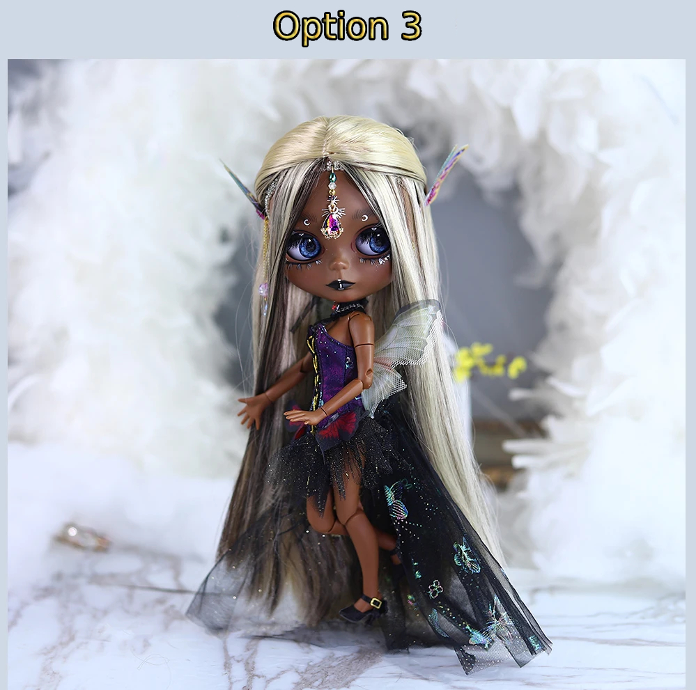 Eloise – Premium Custom Neo Blythe Doll with Multi-Color Hair, Black Skin & Matte Cute Face 12