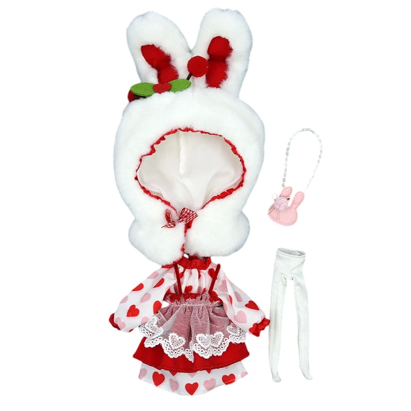 Neo Blythe Doll Red Dress with Bunny Hat & Bag Blythe doll clothes