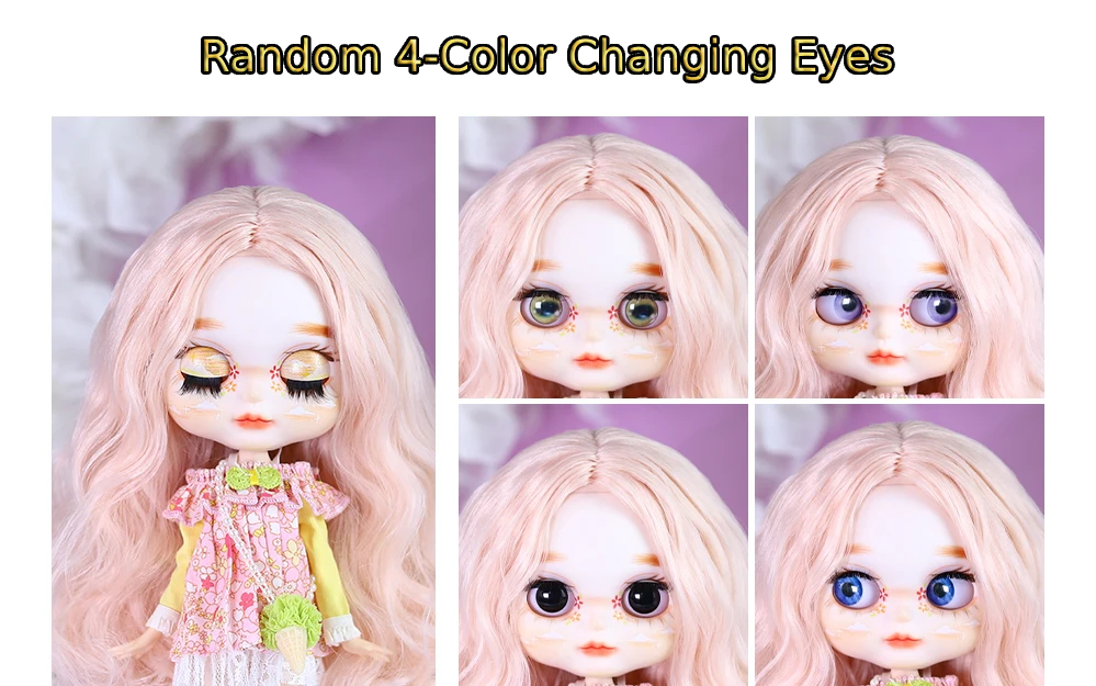 Samantha – Premium Custom Neo Blythe Dukke med lyserødt hår, hvid hud og mat sødt ansigt 2