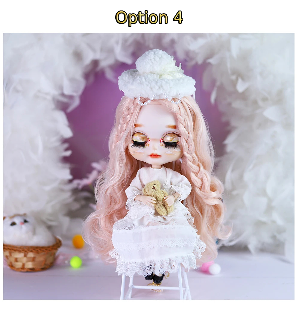 Samantha – Premium Custom Neo Blythe Dukke med lyserødt hår, hvid hud og mat sødt ansigt 18