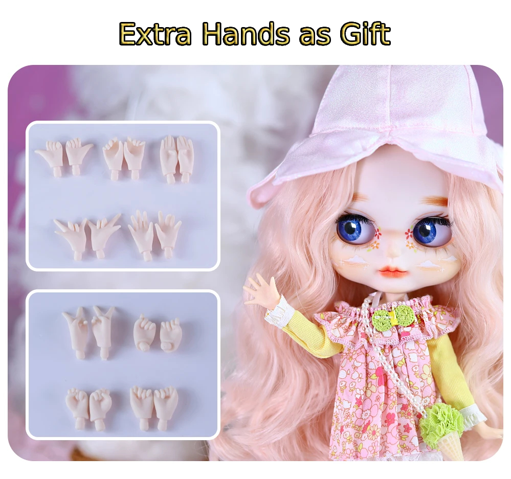 Саманта - Преміум Custom Neo Blythe Лялька з рожевим волоссям, білою шкірою та матовим милим обличчям 3
