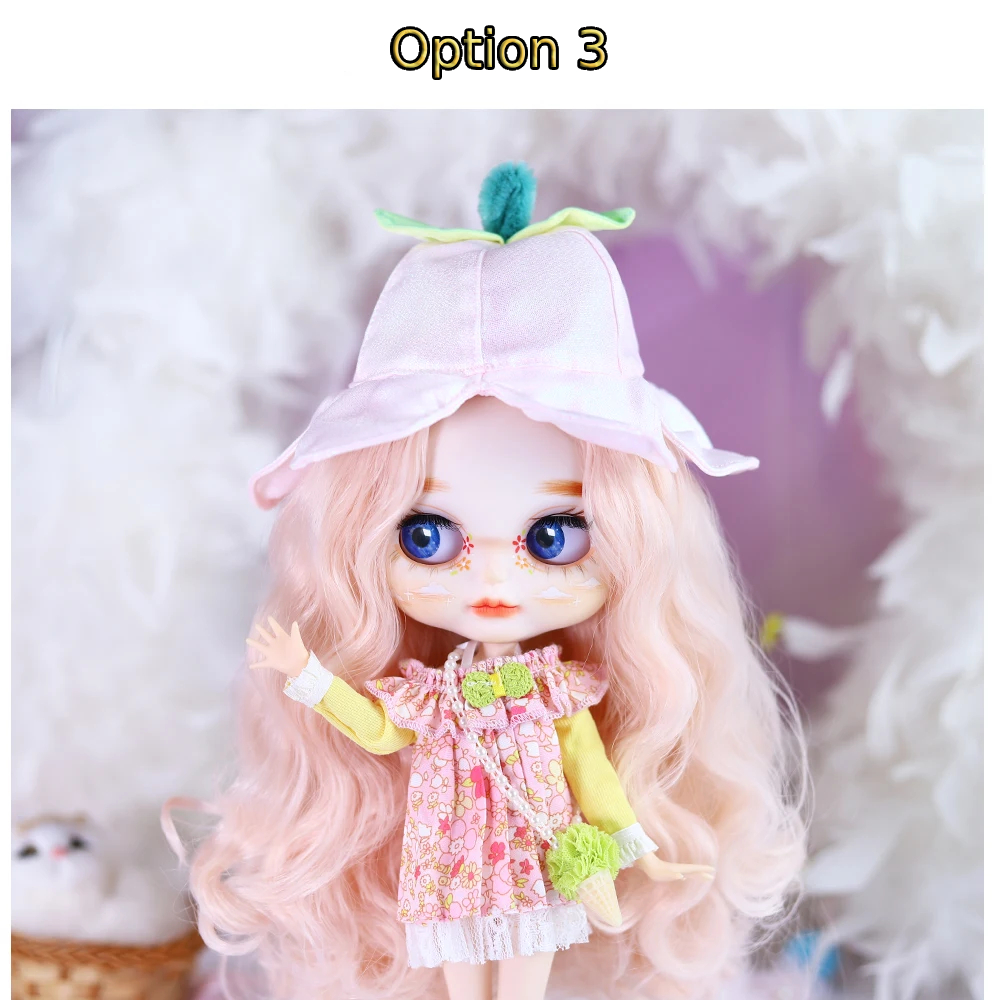 Samantha – Premium Custom Neo Blythe Dukke med lyserødt hår, hvid hud og mat sødt ansigt 14