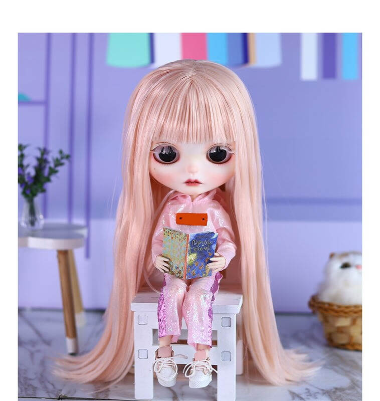Sara - Premium Custom Neo Blythe Κούκλα με ροζ μαλλιά, λευκό δέρμα και ματ χαριτωμένο πρόσωπο 18