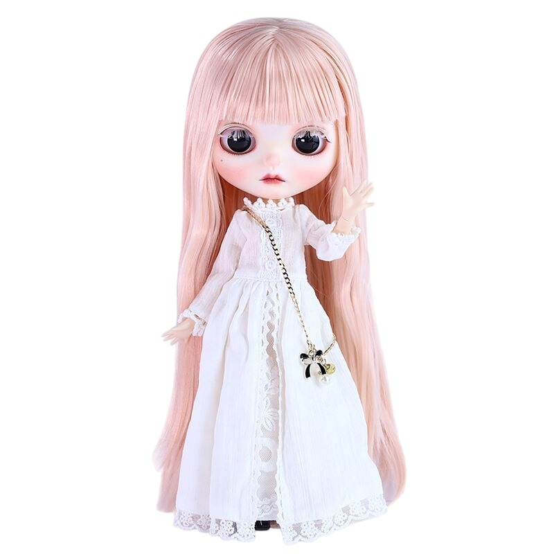 Sara – Premium Custom Neo Blythe Doll with Pink Hair, White Skin & Matte Cute Face01