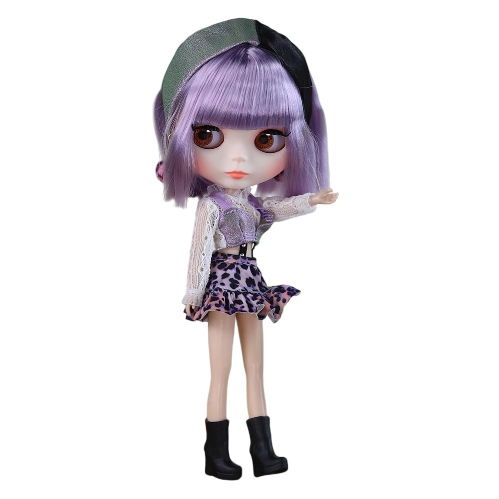 Ava – Premium Custom Neo Blythe Doll with Purple Hair, White Skin & Matte Cute Face4