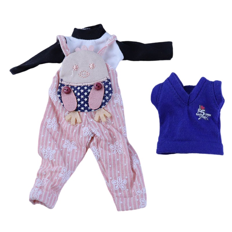 Neo Blythe Doll Overall Outfit & Sleeveless Sweater Combo Blythe doll clothes