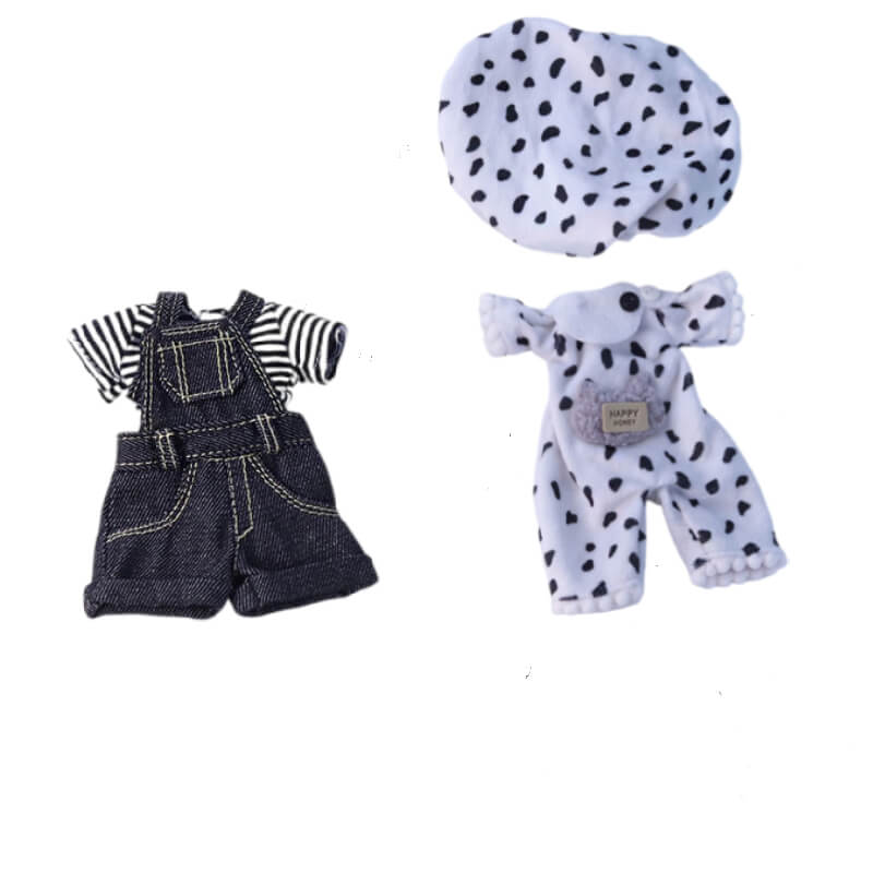 Neo Blythe Doll Spotted Romper Onesie & Striped Denim Combo Blythe doll clothes