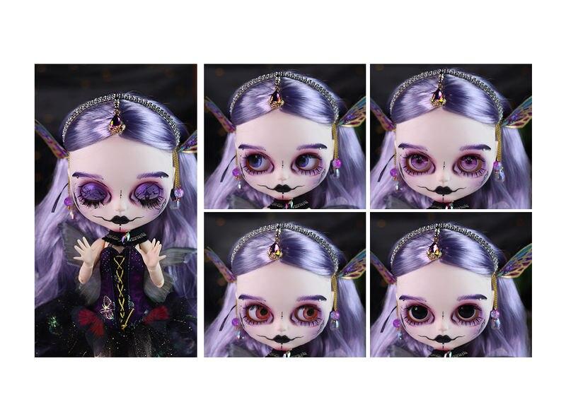 Амели – Премиум Custom Neo Blythe Кукла с фиолетовыми волосами, белой кожей и милым матовым лицом 1