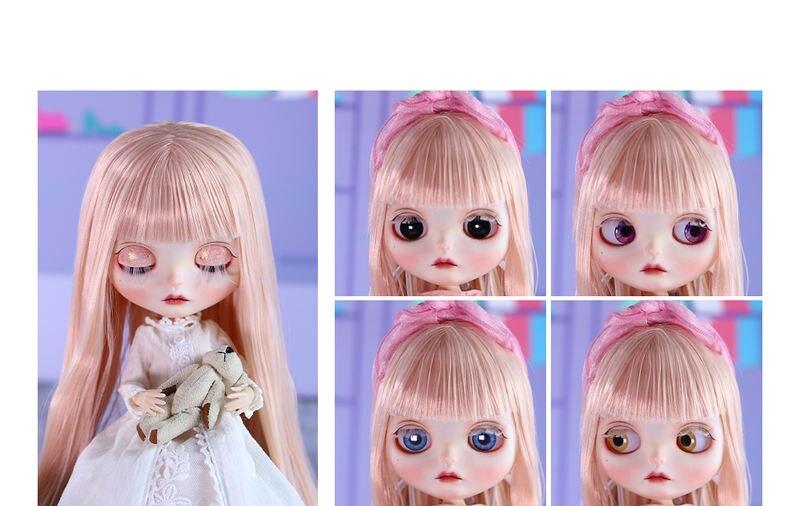سارا - پریمیوم Custom Neo Blythe عروسک با موهای صورتی، پوست سفید و صورت ناز مات 1