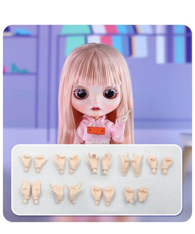 ຊາຣາ – ພຣີມຽມ Custom Neo Blythe Doll with Pink Hair, White Skin & Matte Cute Face 2