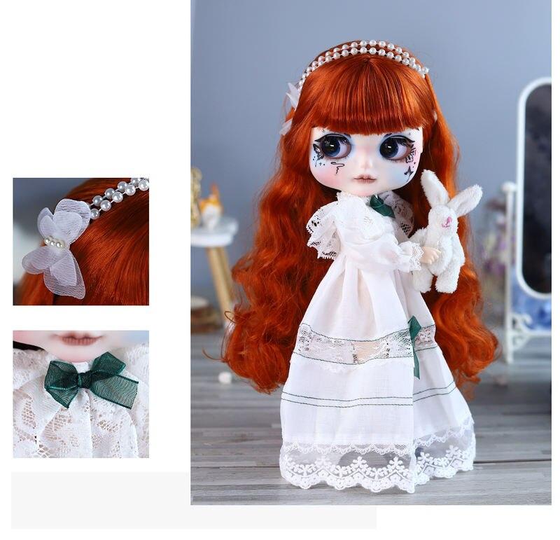 Elizabeth - Premium Custom Neo Blythe Lutka z rjavimi lasmi, belo kožo in mat srčkanim obrazom 12