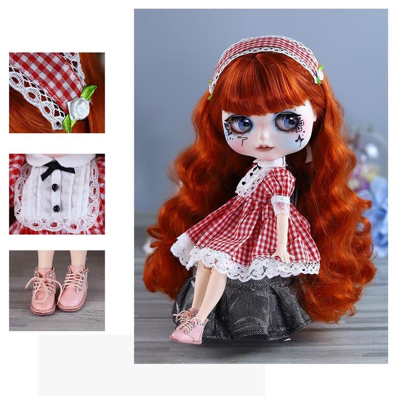 Елизабет - Премиум Custom Neo Blythe Кукла с рижава коса, бяла кожа и матово сладко лице 5