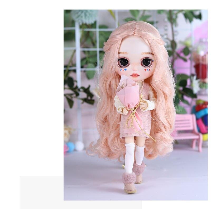 Юліана – Преміум Custom Neo Blythe Лялька з рожевим волоссям, білою шкірою та матовим милим обличчям 21