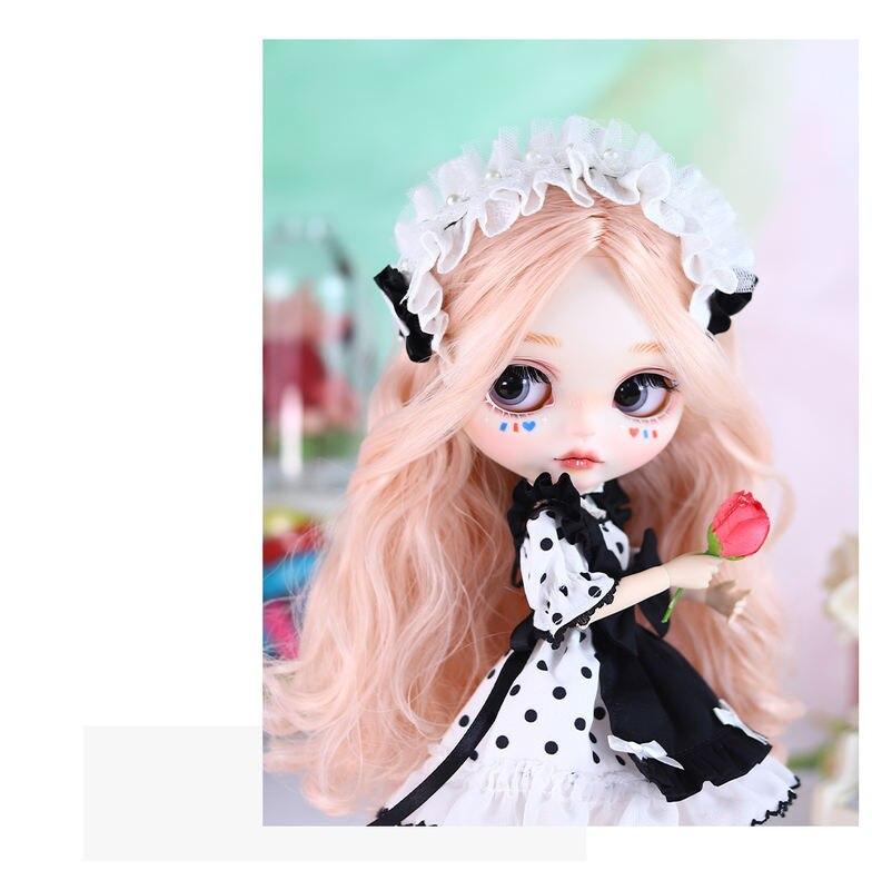 Юліана – Преміум Custom Neo Blythe Лялька з рожевим волоссям, білою шкірою та матовим милим обличчям 17
