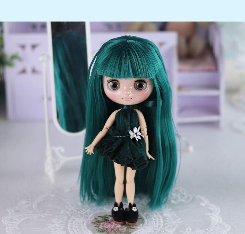 Eleanor - Custom Middie Blythe Dukke med grønt hår 1