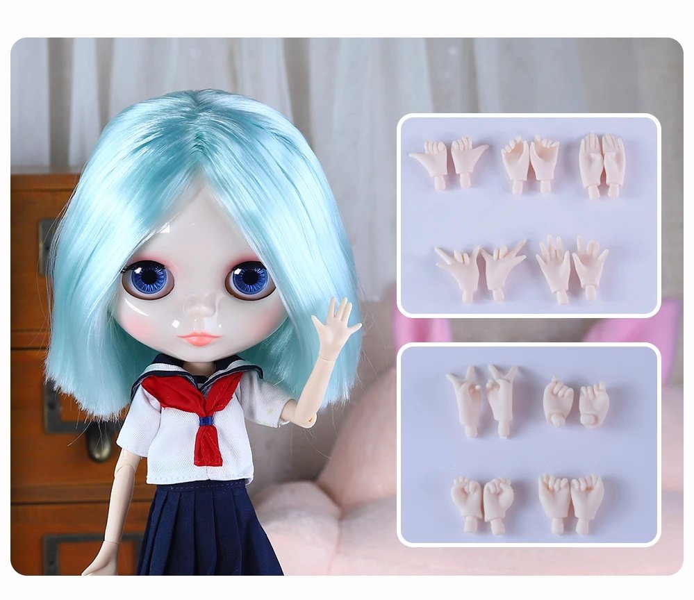 Abigail – Premium Custom Neo Blythe Doll with Green Hair, White Skin & Shiny Cute Face 1