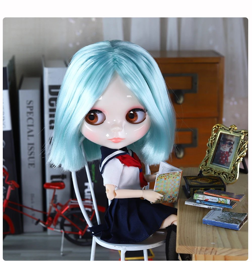 Abigail – Premium Custom Neo Blythe Doll with Green Hair, White Skin & Shiny Cute Face 2