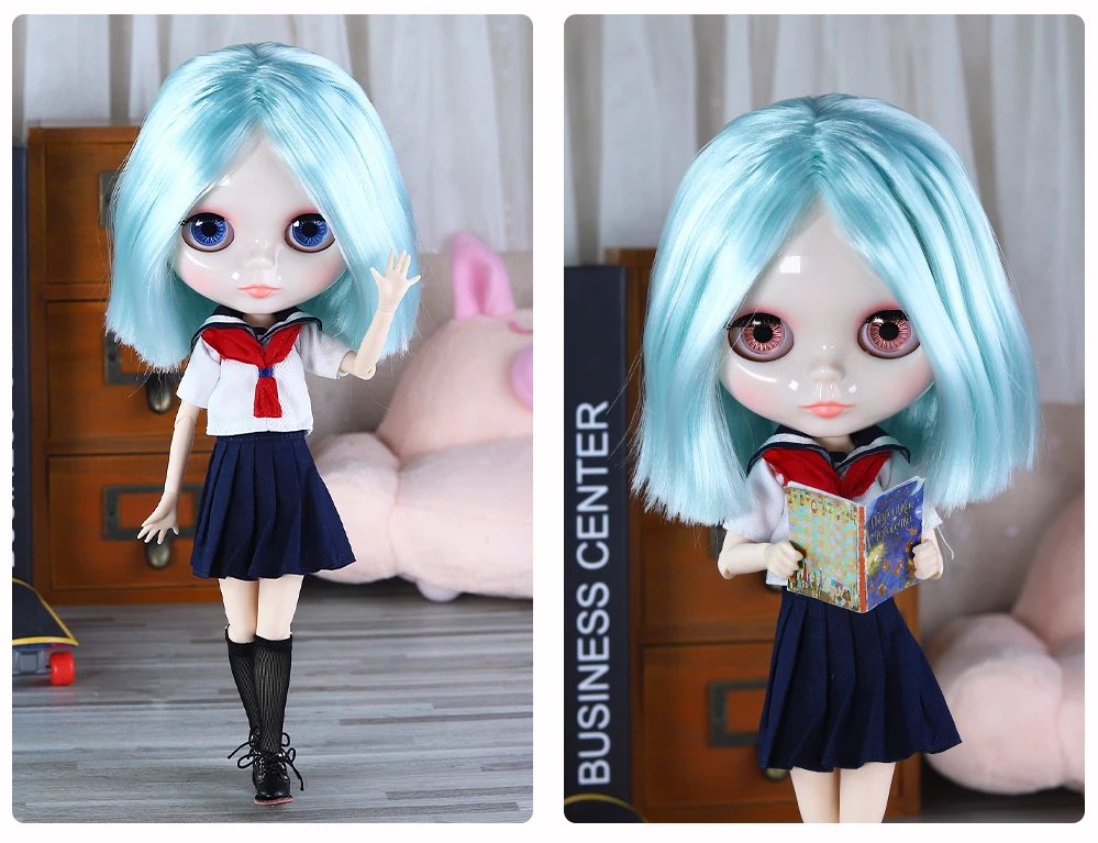 Abigail – Premium Custom Neo Blythe Doll with Green Hair, White Skin & Shiny Cute Face 3