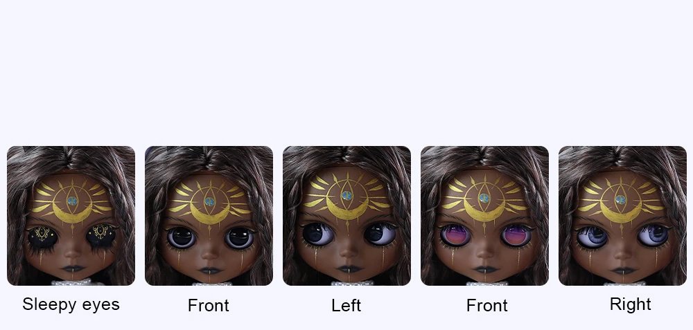 Dendera – Premium Custom Neo Blythe Doll with Multi-Color Hair, Black Skin & Matte Cute Face 2