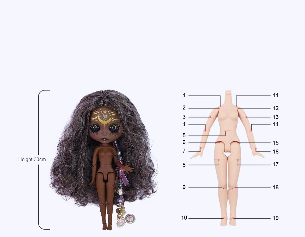 Dendera – Premium Custom Neo Blythe Doll with Multi-Color Hair, Black Skin & Matte Cute Face 3